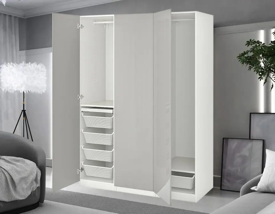 Шкаф Ikea Pax/Fardal 150x60x201 (Белый/Светло-серый Глянцевый)