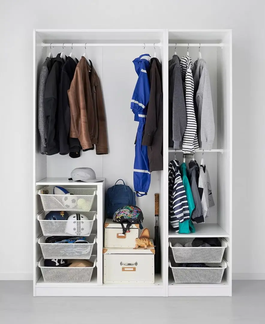 Dulap Ikea Pax/Fardal/Aheim raft/bare/cosuri/oglinda 150x60x201 (Alb Lucios)