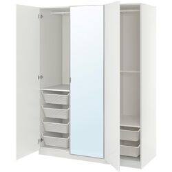Dulap Ikea Pax/Fardal/Aheim raft/bare/cosuri/oglinda 150x60x201 (Alb Lucios) Thumb