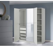 Шкаф Ikea Pax/Fardal/Aheim полки/штанга/2 ящикa/2 корзины/зеркало 150x60x201 (Глянцевый Белый)