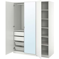 Dulap Ikea Pax/Fardal/Aheim rafturi/bara/2 sertare/2 cosuri/oglinda 150x60x201 (Alb Lucios) Thumb
