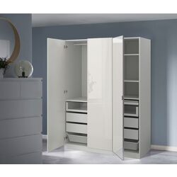 Dulap Ikea Pax/Fardal/Aheim rafturi/bara/6 sertare/2 cosuri/oglinda 150x60x201 (Alb Lucios)