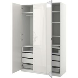 Шкаф Ikea Pax/Fardal/Aheim полки/штанга/ящики/корзины/зеркало 150x60x236 (Глянцевый Белый) Thumb