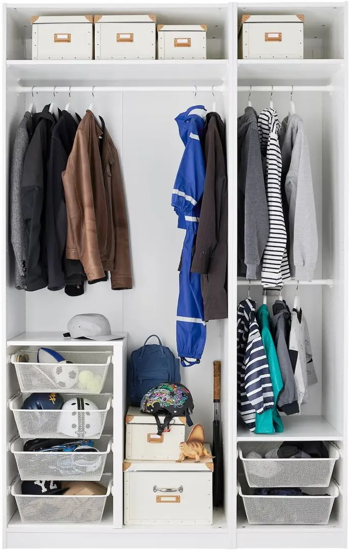 Dulap Ikea Pax/Fardal/Aheim rafturi/bare/cosuri/oglinda 150x60x236 (Alb Lucios)