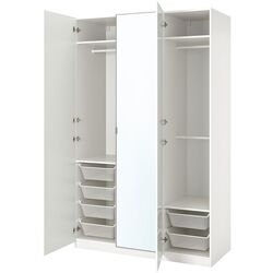 Dulap Ikea Pax/Fardal/Aheim rafturi/bare/cosuri/oglinda 150x60x236 (Alb Lucios) Thumb