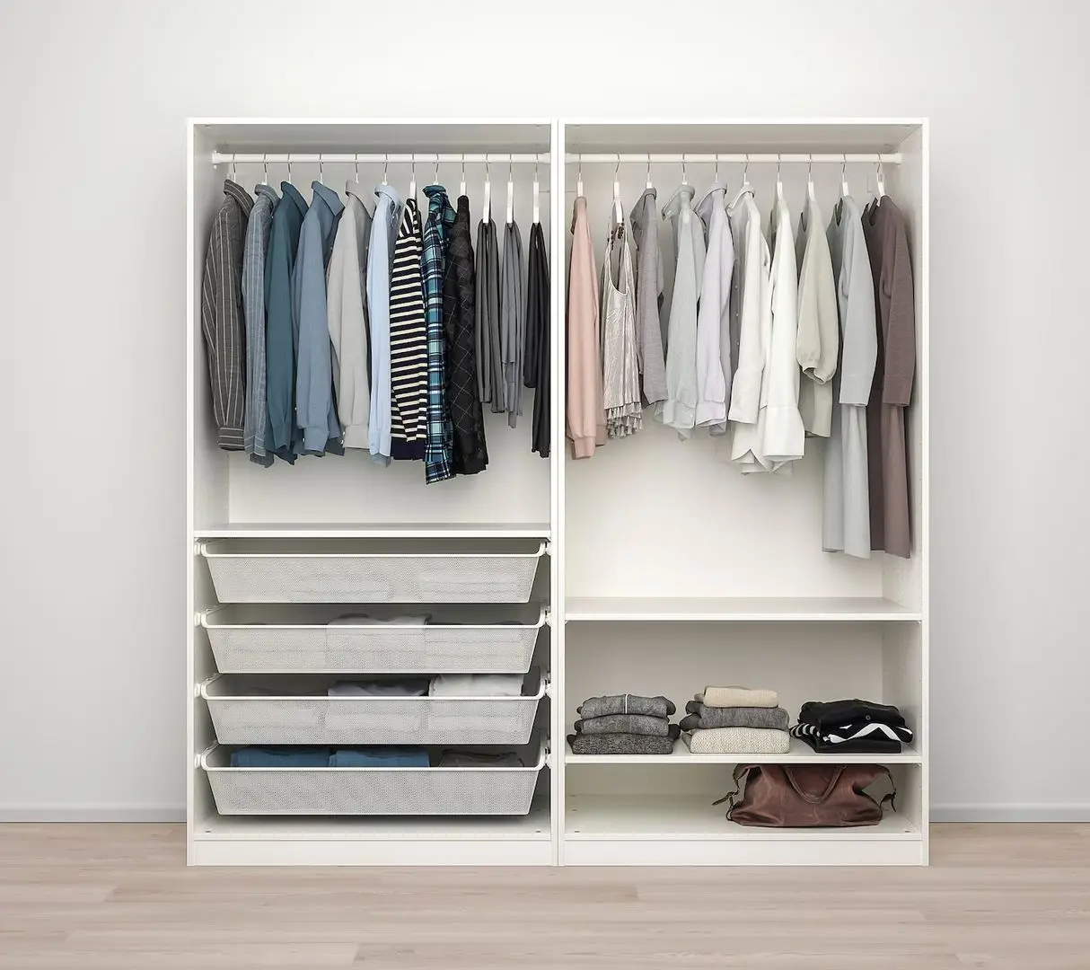 Dulap Ikea Pax/Fardal/Aheim rafturi/bare/cosuri/oglinda 200x60x201 (Alb Lucios)