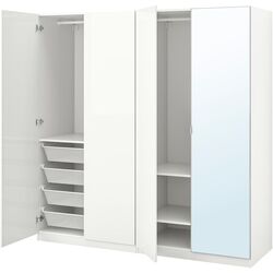 Dulap Ikea Pax/Fardal/Aheim rafturi/bare/cosuri/oglinda 200x60x201 (Alb Lucios) Thumb