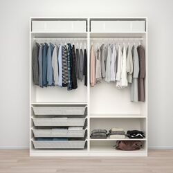 Шкаф Ikea Pax/Fardal/Aheim полки/штанги/корзины/зеркало 200x60x236 (Глянцевый Белый) Thumb