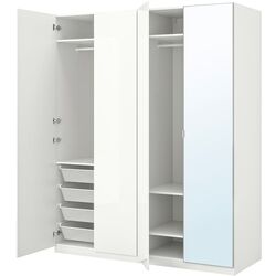 Шкаф Ikea Pax/Fardal/Aheim полки/штанги/корзины/зеркало 200x60x236 (Глянцевый Белый) Thumb