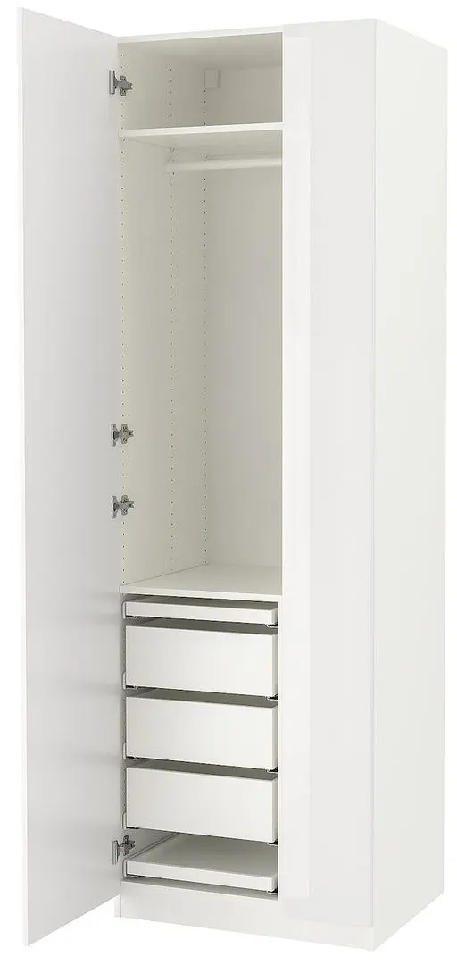 Dulap Ikea Pax/Fardal rafturi/bara/sertare 75x60x236 (Alb Lucios/Alb)