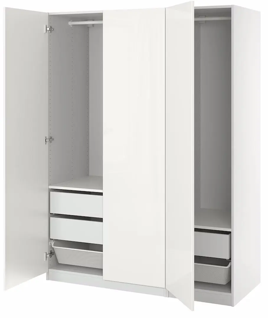 Dulap Ikea Pax/Fardal polite/bare/cosuri/sertare 150x60x201 (Alb/Lucios Alb)