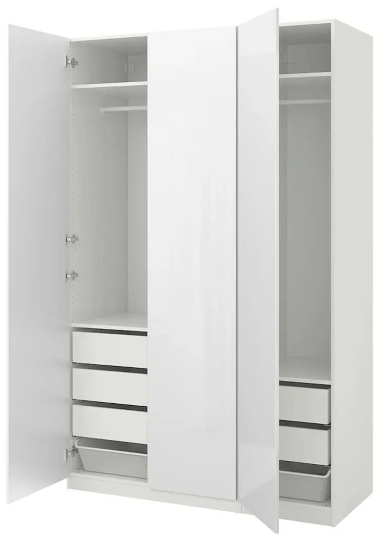 Dulap Ikea Pax/Fardal polite/bare/cosuri/sertare 150x60x236 (Alb/Lucios Alb)