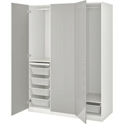 Dulap Ikea Pax/Fardal rafturi/bare/sertare/cosuri 150x60x201 (Alb/Gri deschis Lucios) Thumb
