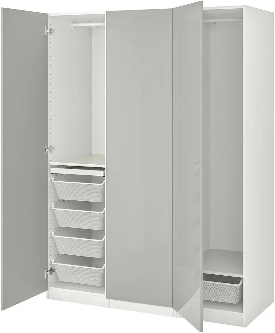 Dulap Ikea Pax/Fardal rafturi/bare/sertare/cosuri 150x60x201 (Alb/Gri deschis Lucios) - 3