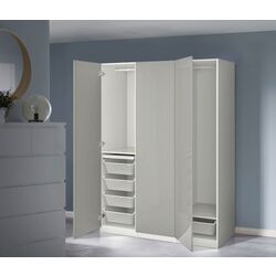 Dulap Ikea Pax/Fardal rafturi/bare/sertare/cosuri 150x60x201 (Alb/Gri deschis Lucios)