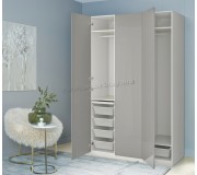 Шкаф Ikea Pax/Fardal полки/штанги/ящики/корзины 150x60x236 (Белый/Глянцевый Светло-серый)