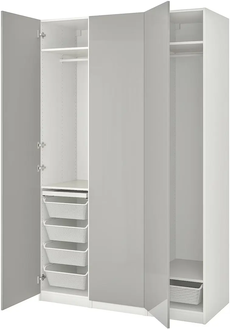 Dulap Ikea Pax/Fardal rafturi/bare/sertare/cosuri 150x60x236 (Alb/Gri deschis Lucios) - 3