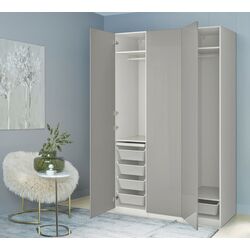 Dulap Ikea Pax/Fardal rafturi/bare/sertare/cosuri 150x60x236 (Alb/Gri deschis Lucios)