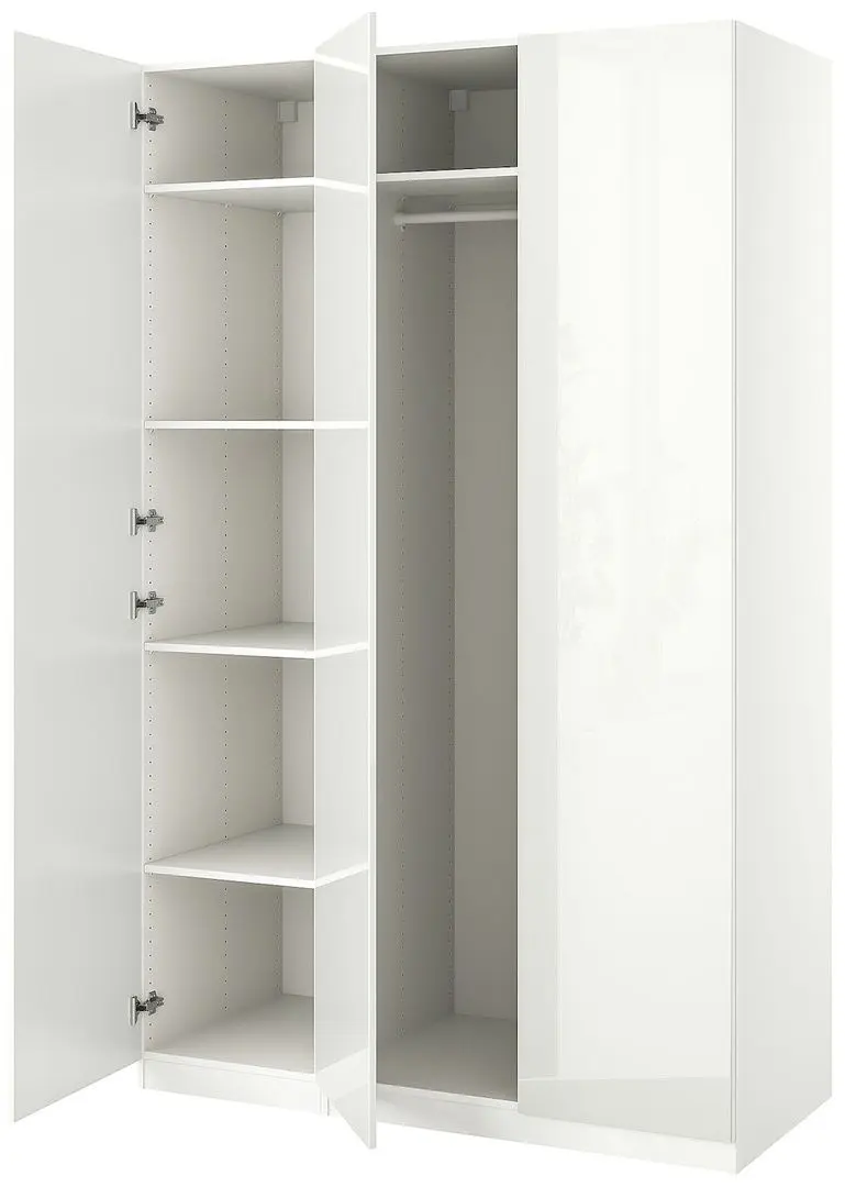 Dulap Ikea Pax/Fardal rafturi/bara 150x60x236 (Alb/Alb Lucios)