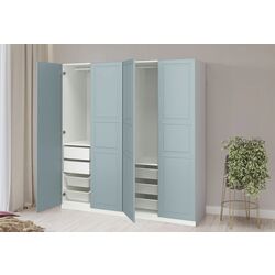 Dulap Ikea Pax/Fjarehals raft/bare/sertare/cosuri 200x66x201 (Alb/Gri deschis-bleu)