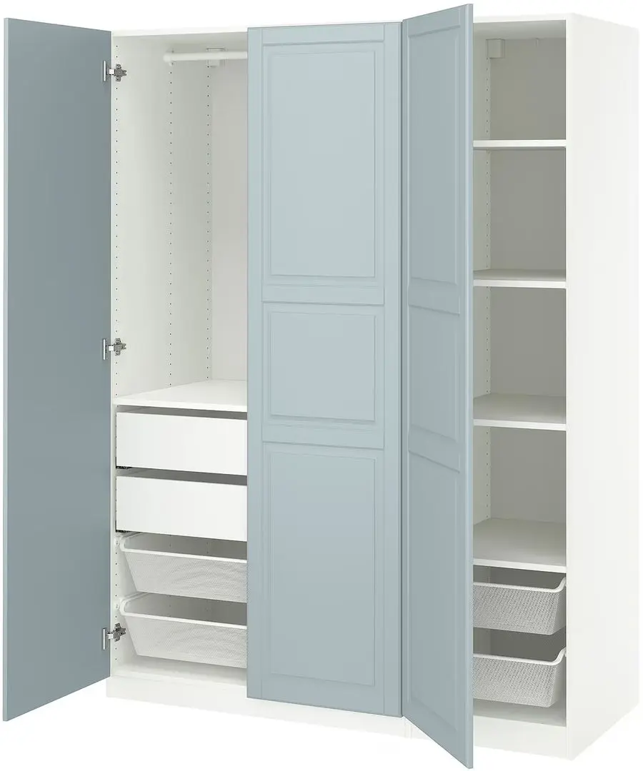 Dulap Ikea Pax/Fjarehals rafturi/bara/2 sertare/cosuri 150x60x201 (Alb/Gri deschis-bleu) - 2