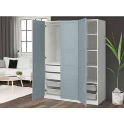 Dulap Ikea Pax/Fjarehals rafturi/bara/2 sertare/cosuri 150x60x201 (Alb/Gri deschis-bleu)