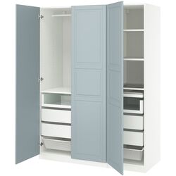Dulap Ikea Pax/Fjarehals rafturi/bara/6 sertare/cosuri 150x60x201 (Alb/Gri deschis-bleu) Thumb