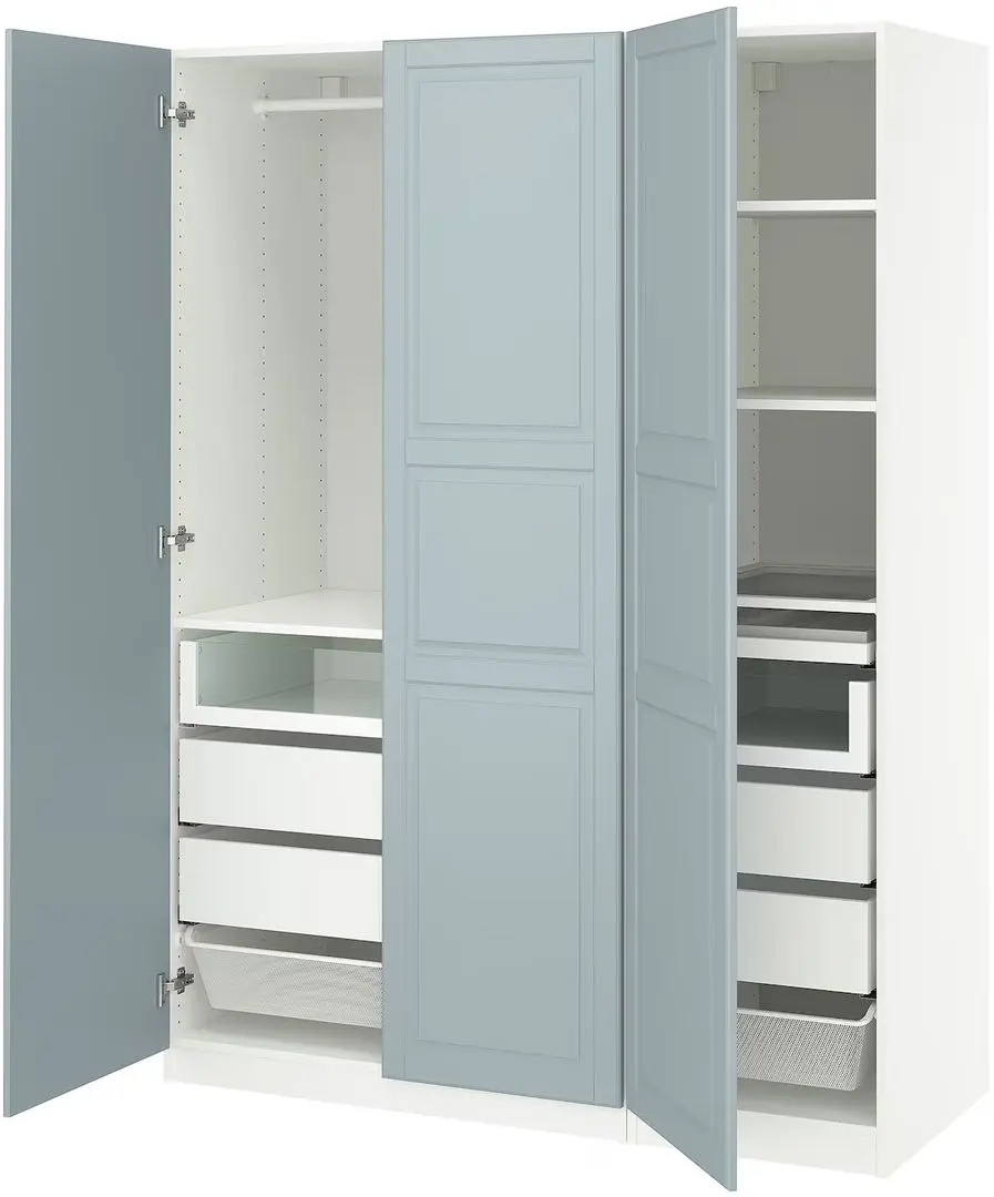 Dulap Ikea Pax/Fjarehals rafturi/bara/6 sertare/cosuri 150x60x201 (Alb/Gri deschis-bleu) - 2