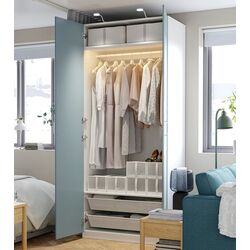 Dulap Ikea Pax/Fjarehals rafturi/bara/cosuri 100x60x236 (Alb/Gri deschis-bleu) Thumb