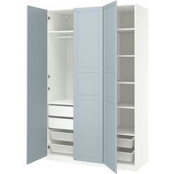 Dulap Ikea Pax/Fjarehals rafturi/bara/sertare/cosuri 150x60x236 (Alb/Gri deschis-bleu) Thumb