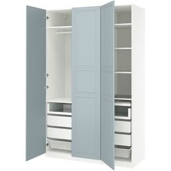 Dulap Ikea Pax/Fjarehals rafturi/bara/sertare/cosuri/organizatoare 150x60x236 (Alb/Gri deschis-bleu) Thumb