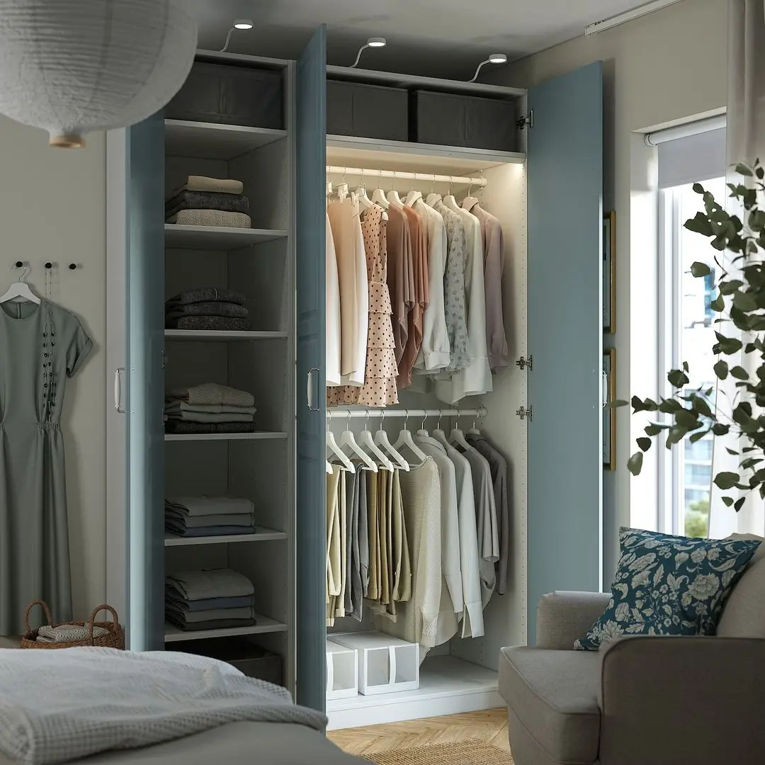 Dulap Ikea Pax/Fjarehals rafturi/bare 150x60x236 (Alb/Gri deschis-bleu) - 2