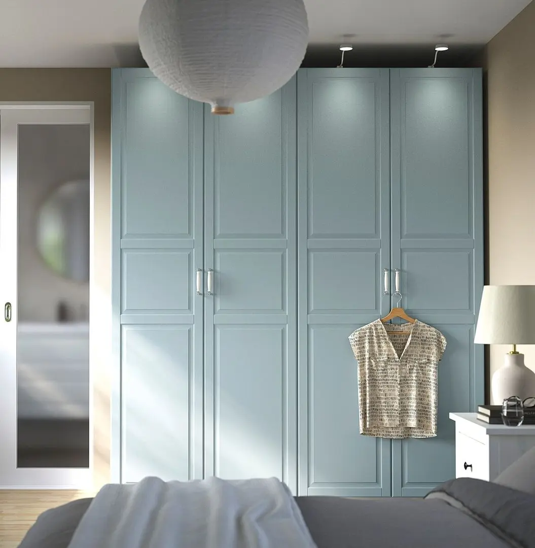 Dulap Ikea Pax/Fjarehals rafturi/bare/cosuri 200x60x236 (Alb/Gri deschis-bleu)