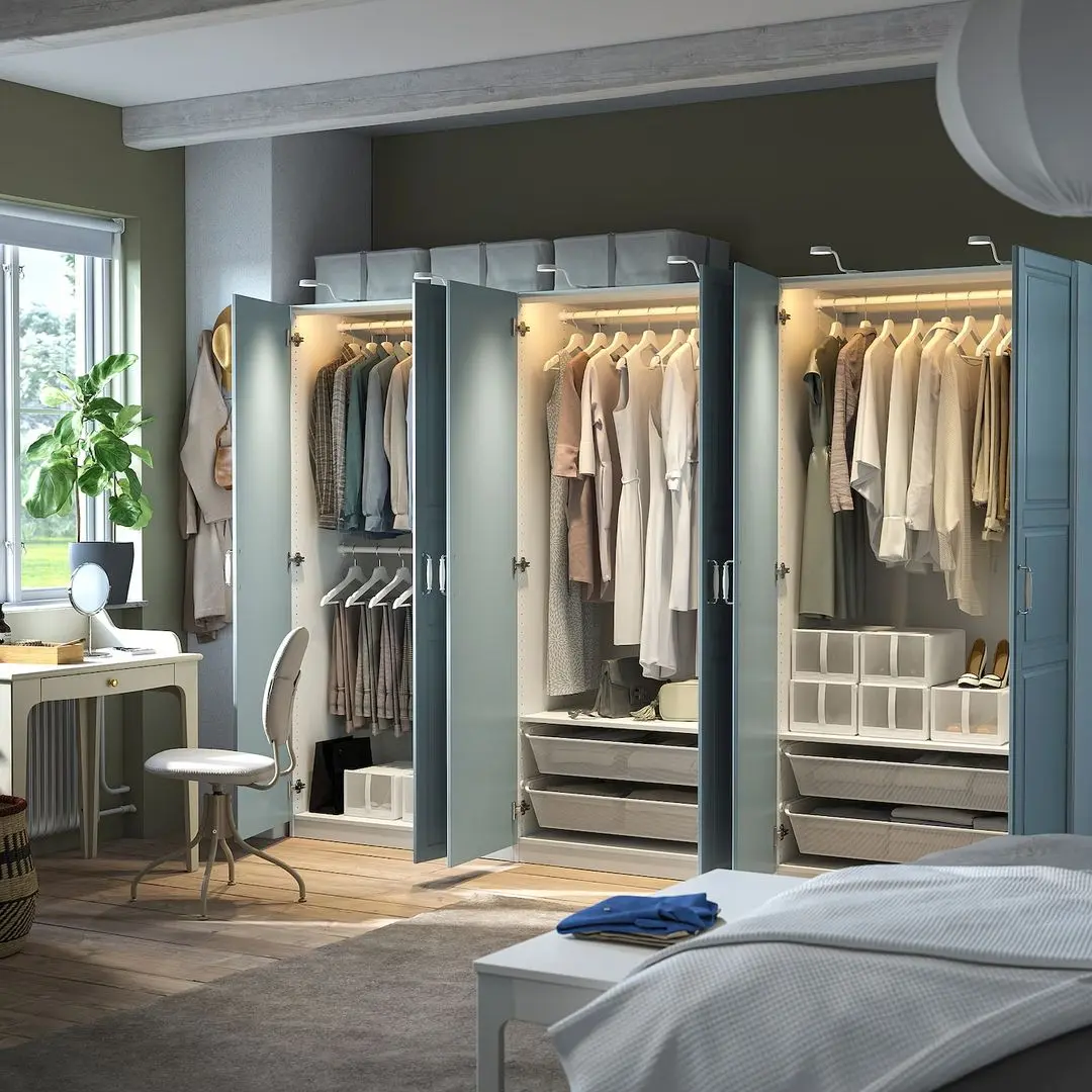 Dulap Ikea Pax/Fjarehals rafturi/bare/cosuri 300x60x201 (Alb/Gri deschis-bleu) - 2