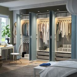 Dulap Ikea Pax/Fjarehals rafturi/bare/cosuri 300x60x236 (Alb/Gri deschis-bleu) Thumb