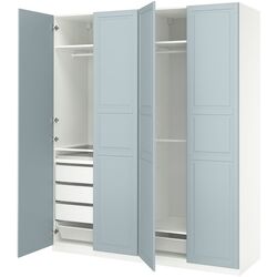 Шкаф Ikea Pax/Fjarehals полки/штанги/ящики/корзина/органайзеры 200x60x236 (Белый/Светло-серо-голубой) Thumb