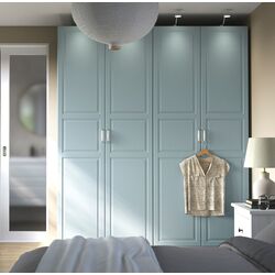 Шкаф Ikea Pax/Fjarehals полки/штанги/ящики/корзина/органайзеры 200x60x236 (Белый/Светло-серо-голубой)