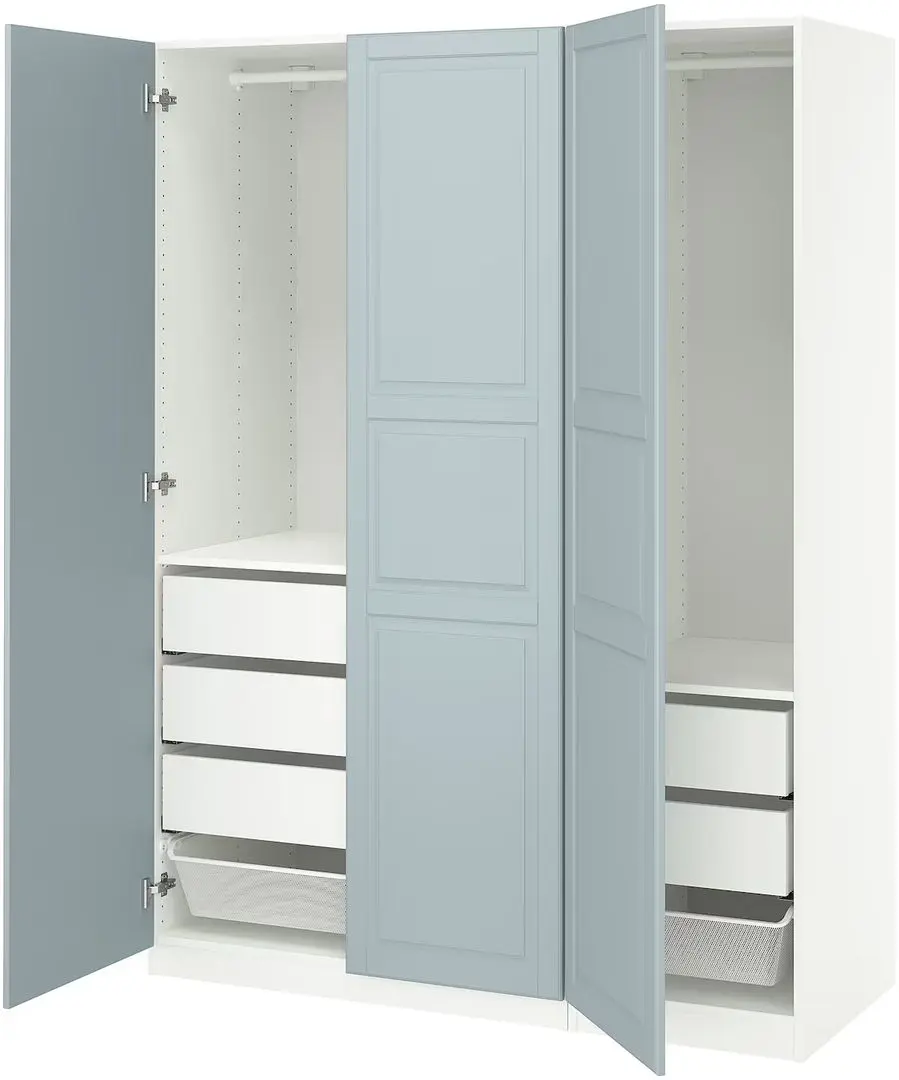 Dulap Ikea Pax/Fjarehals rafturi/bare/sertare/cosuri 150x60x201 (Alb/Gri deschis-bleu) - 2