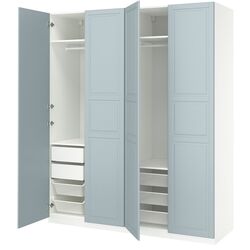 Dulap Ikea Pax/Fjarehals rafturi/bare/sertare/cosuri 200x66x236 (Alb/Gri deschis-bleu) Thumb