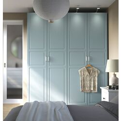 Dulap Ikea Pax/Fjarehals rafturi/bare/sertare/cosuri 200x66x236 (Alb/Gri deschis-bleu)