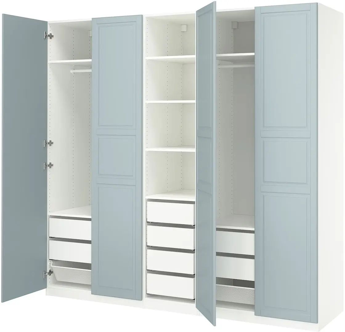 Dulap Ikea Pax/Fjarehals rafturi/bare/sertare/cosuri 250x60x236 (Alb/Gri deschis-bleu) - 3