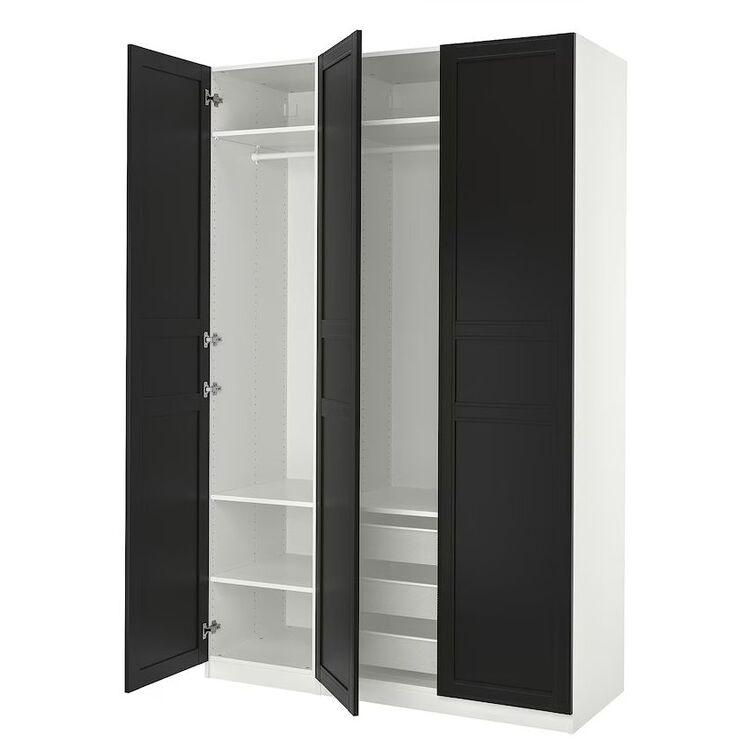 Шкаф Ikea Pax/Flisberget полки/2 штанги 150x60x236 (Белый/Антрацит ...