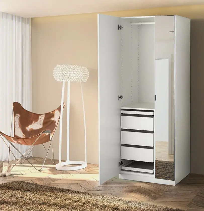 Шкаф Ikea Pax/Forsand/Aheim полки/штанга/ящики/зеркало 75x60x201 (Белый)