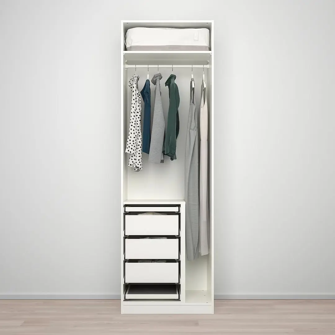 Dulap Ikea Pax/Forsand/Aheim rafturi/bara/sertare/oglinda 75x60x236 (Alb)