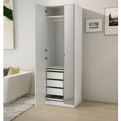 Dulap Ikea Pax/Forsand/Aheim rafturi/bara/sertare/oglinda 75x60x236 (Alb)