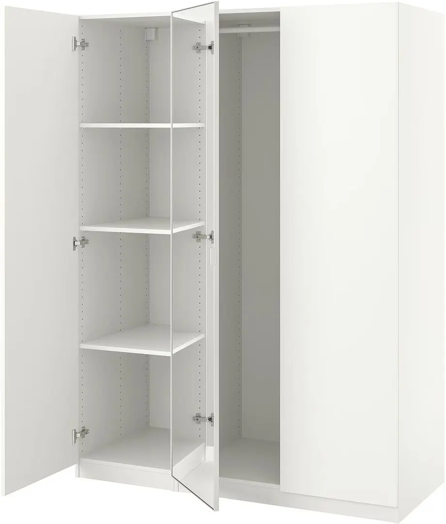 Dulap Ikea Pax/Forsand/Aheim rafturi/bara/oglinda 150x60x201 (Alb)