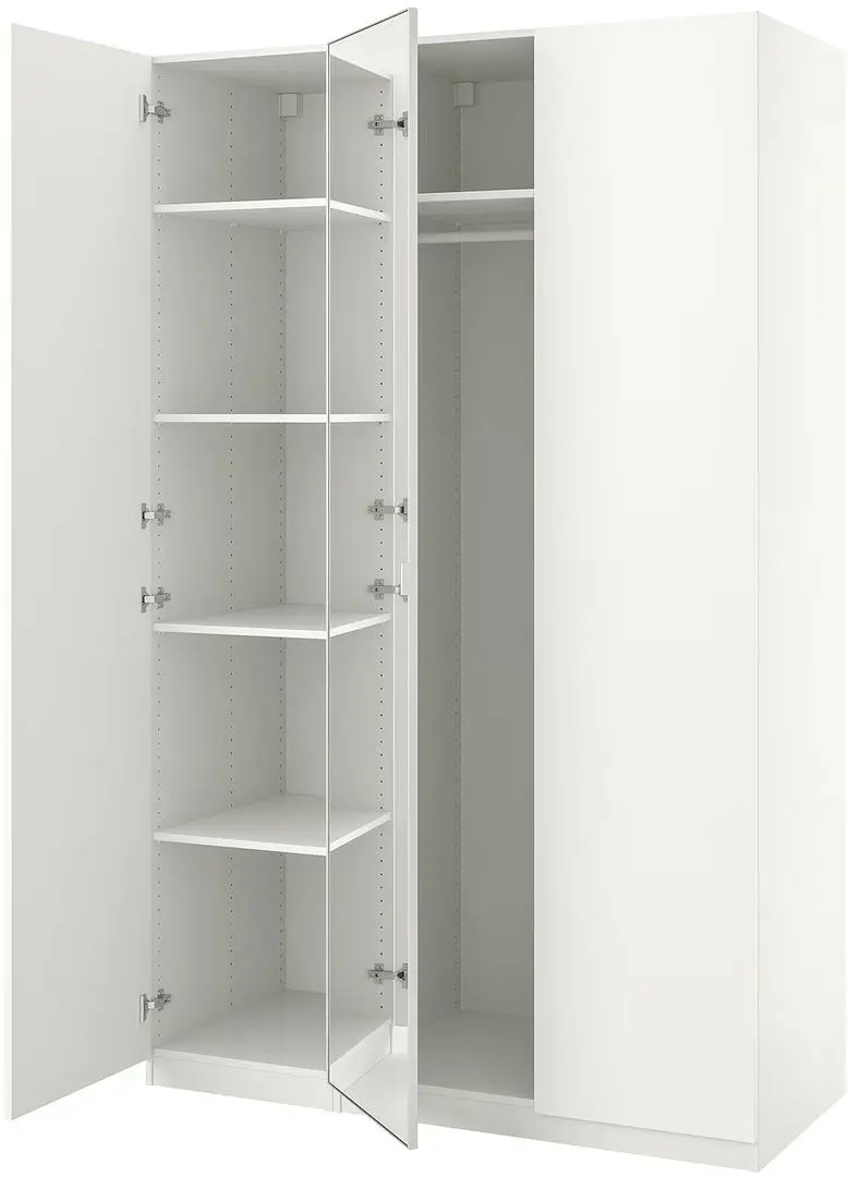 Dulap Ikea Pax/Forsand/Aheim rafturi/bara/oglinda 150x60x236 (Alb)