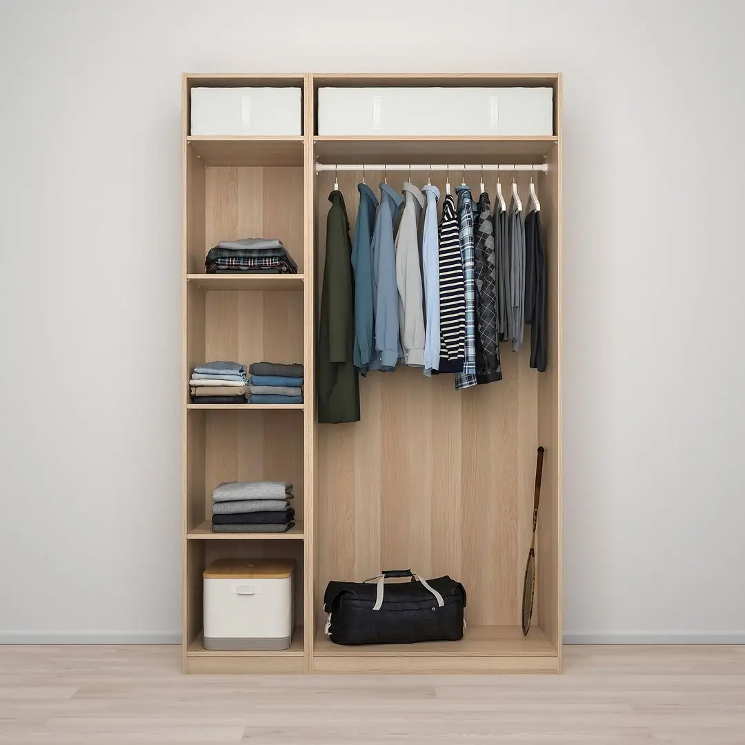 Dulap Ikea Pax/Forsand/Aheim rafturi/bara/oglinda 150x60x236 (Aspect Stejar Antichizat)