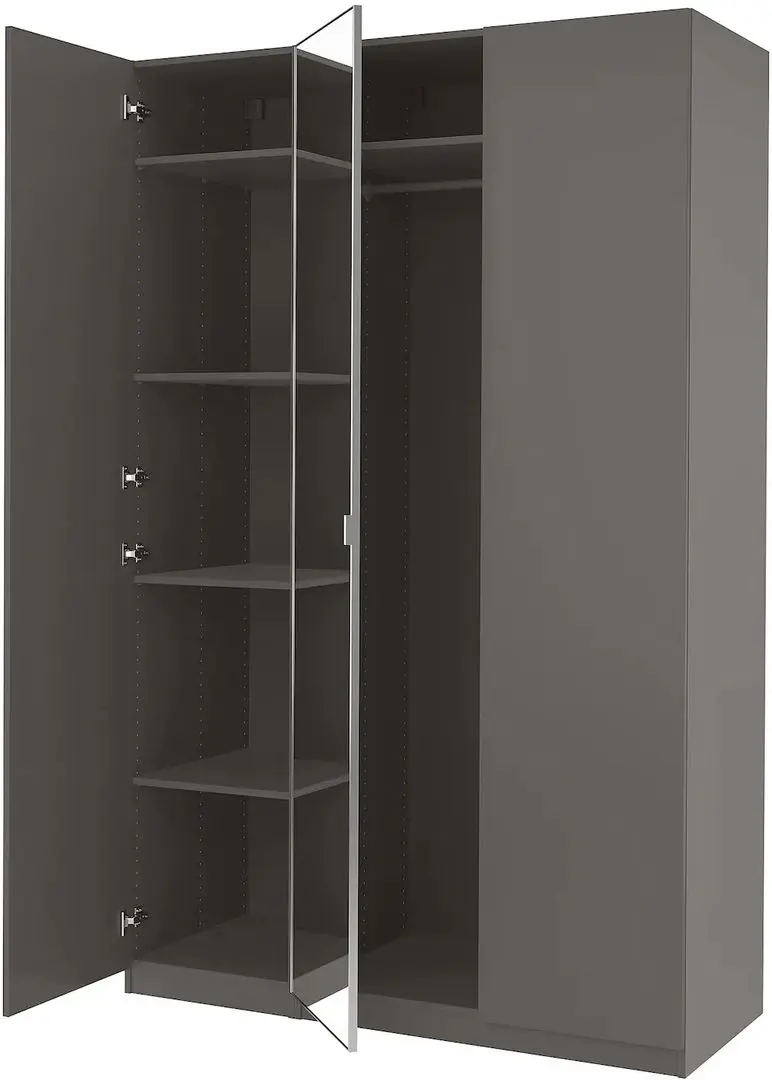 Dulap Ikea Pax/Forsand/Aheim rafturi/bara/oglinda 150x60x236 (Gri inchis)