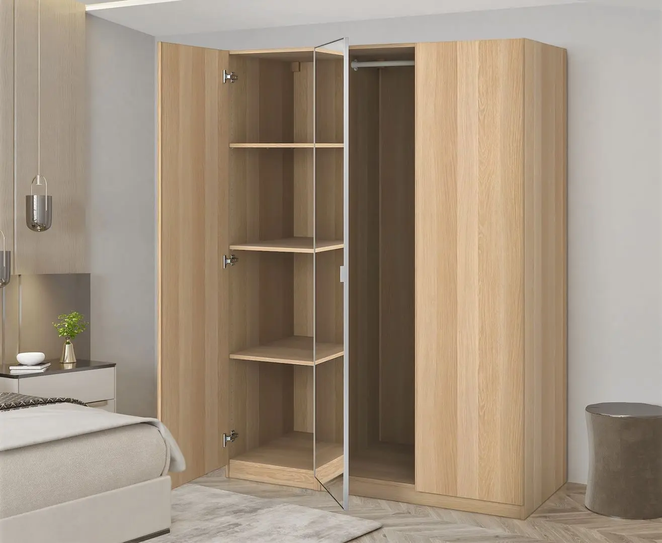 Dulap Ikea Pax/Forsand/Aheim rafturi/bara/oglinda 150x60x201 (Aspect Stejar Antichizat)